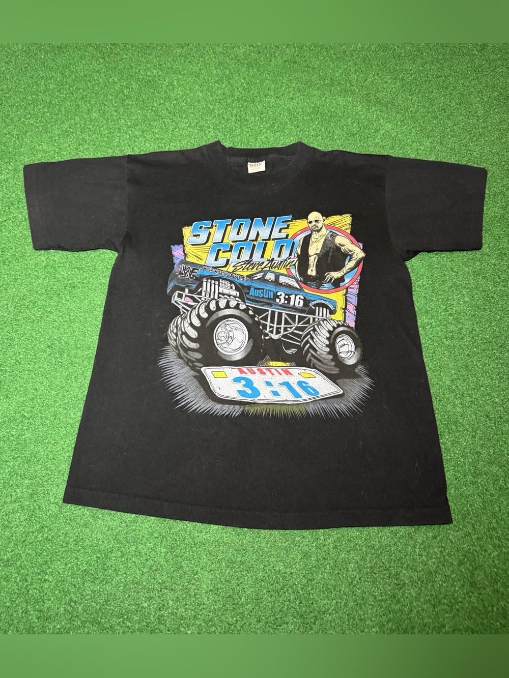 Stone Cold WWF Racing Vintage T Shirt Monster Truck Large Austin 3:16 Shirt 90s